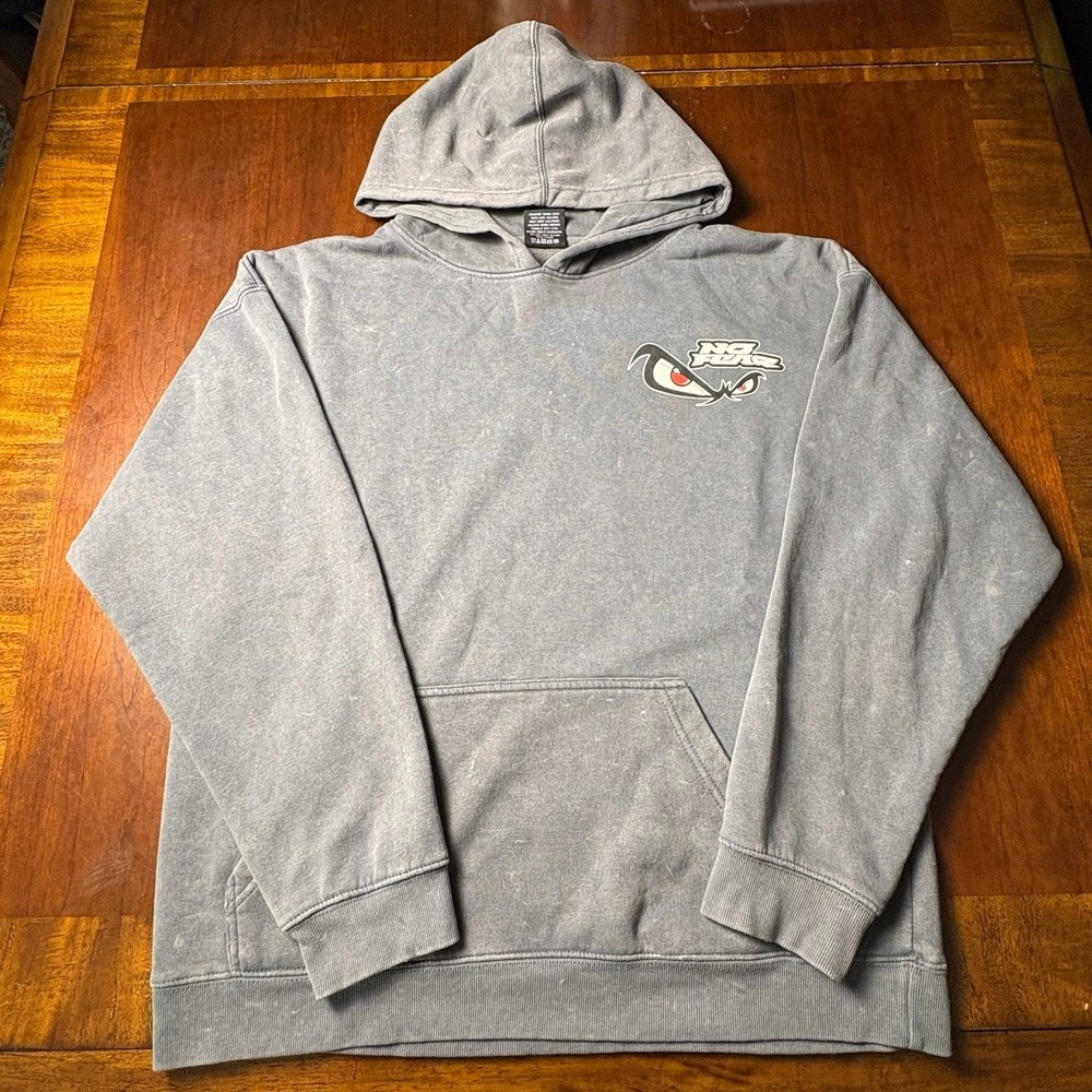 No Fear Flaming Skull Gray Pullover Hoodie Size L